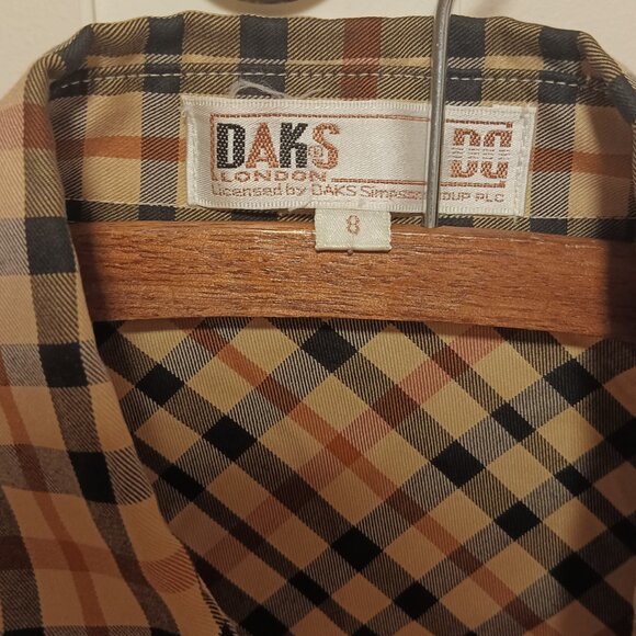 Daks London beige house check vintage 90s cotton shirt size 8 - Picture 4 of 4